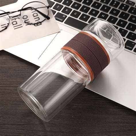 Customized 350 ml Unbreakable Clear Glass Water Bottle For Office, High ...