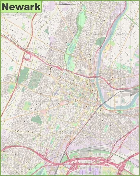 Large detailed map of Newark - Ontheworldmap.com