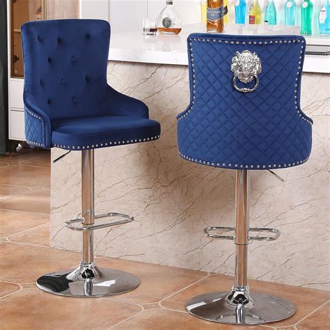 Amazon.com: Chummaven Blue Barstools with High Tufted Back, Modern Counter Height Adjustable ...