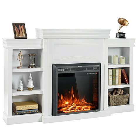 Gymax 70'' Fireplace TV Stand Media W/ 26'' 750W/1500W Electric Fireplace White - Walmart.com ...