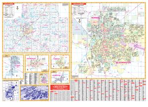 Bloomington Normal, IL Wall Map - Large Laminated