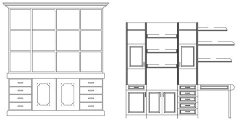 Showcase And Cupboard Elevation Free CAD Blocks Download - Cadbull