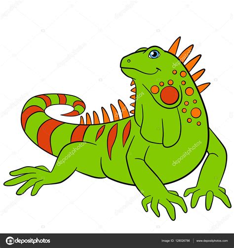 Cartoon animals. Cute green iguana smiles. Stock Vector by ©ya-mayka ...