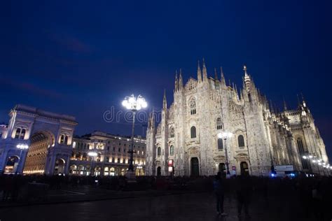 Night View of Duomo Di Milano (Milan Cathedral) in Milan Stock Photo - Image of architecture ...