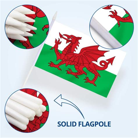 Wales Stick Flags 5x8 inch (Pack of 12) - Anley Flags