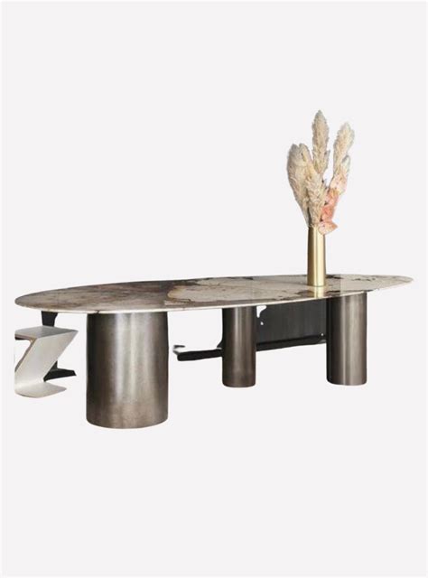 Italian Marble Designer Base Dining Table - Urban Reflections