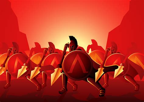 Three Hundred Spartans At The Battle Of Thermopylae Stock Illustration - Download Image Now - iStock