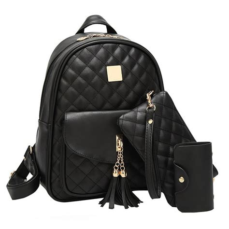 General - Small Fashionable Backpack for Women Mini Black Quilted ...