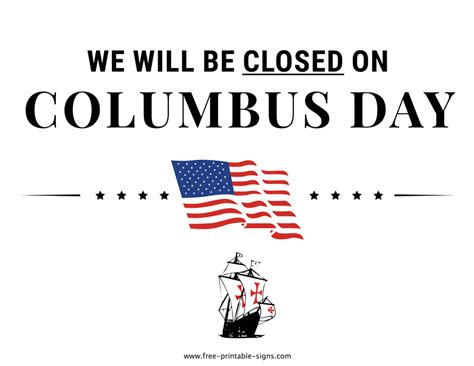 Closed For Columbus Day 2024 Sign Free - Kath Sarita