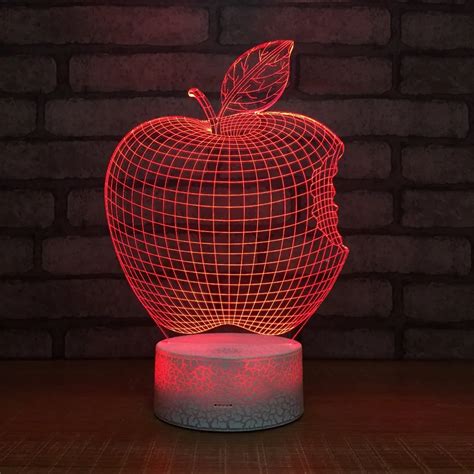 7 Colors Creative 3d Apple Night Light Usb Led Touch Switch Home Decor ...