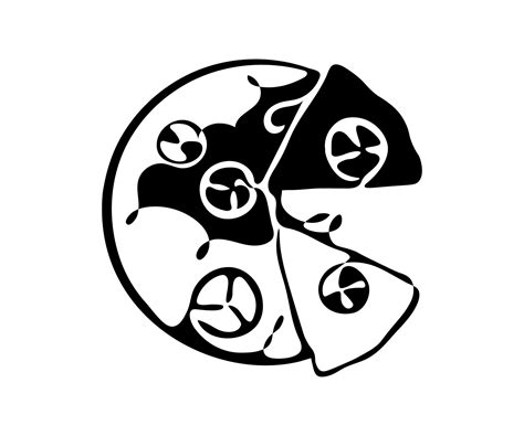 black and white monochrome pizza logo 16143905 Vector Art at Vecteezy