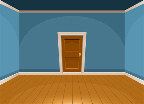 Cartoon Flat Empty Room With A Door In Blue Style Vector Illustration Stock Illustration ...