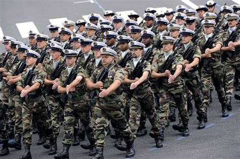 French navy servicemen take part in the annual Bastille Day military parade