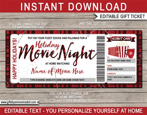 Christmas Movie Ticket Template