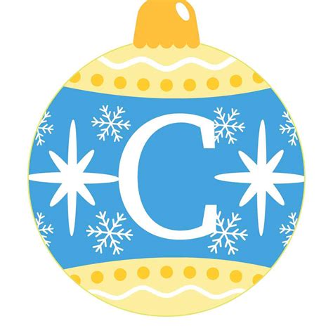 Ornament - Snow Flakes Christmas Ball (Letter C) hand-painted needlepoint stitching canvas ...