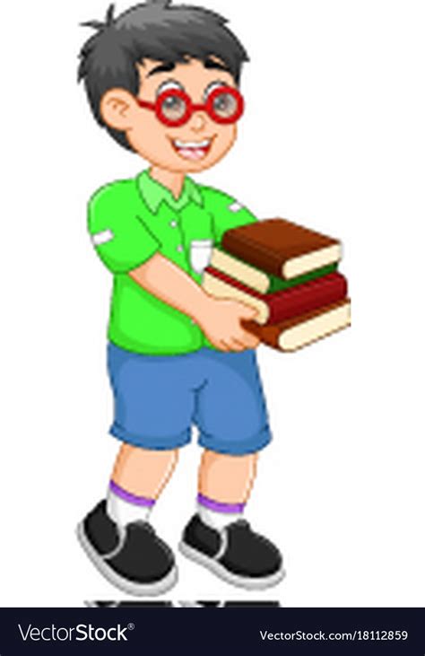 Handsome children cartoon walking with bring books