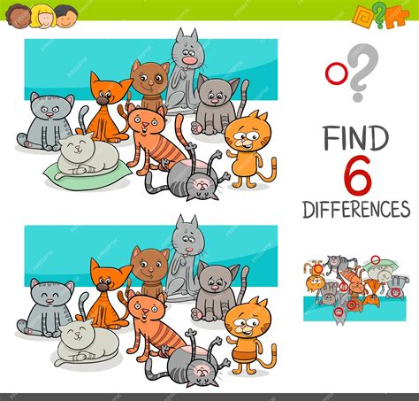 Premium Vector | Spot the differences with cats or kittens