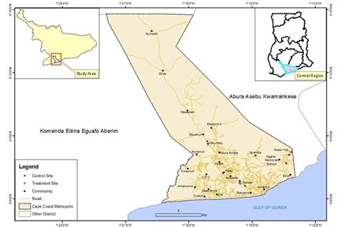 Map of study area showing sampling locations in the Cape Coast ...