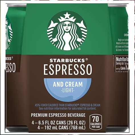 Starbucks Double Shot Espresso, Espresso & Cream Light, Coffee Drink (4 Count, 6.5 Fl Oz Each ...