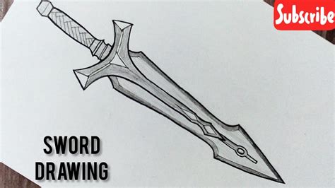 How to draw a sword easy step by step || Sword tattoo drawing - YouTube