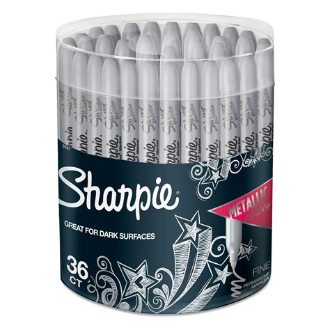 Sharpie Metallic Permanent Markers Fine Point Silver 36/Pack (9597 ...