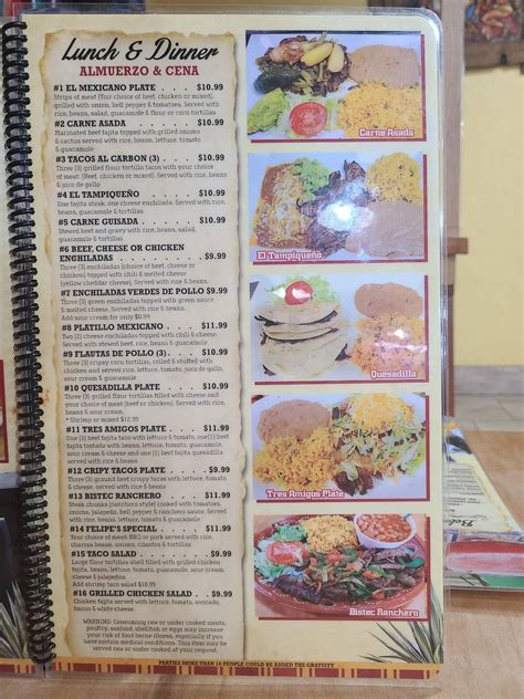 Menu at El Mexicano Grill restaurant, Corsicana, W 7th Ave