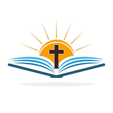 Premium Vector | Church logo Bible with christian cross Abstract religion symbol