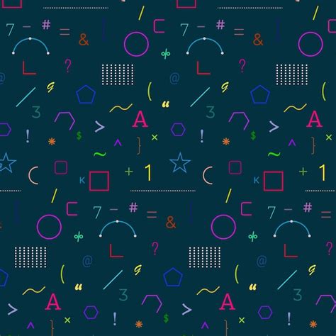 Premium Vector | Math symbols line style seamless pattern background