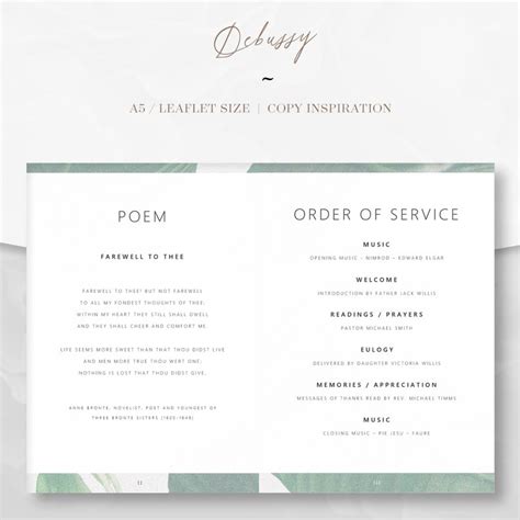 Order of Service Funeral Template for Word Editable Funeral Program ...