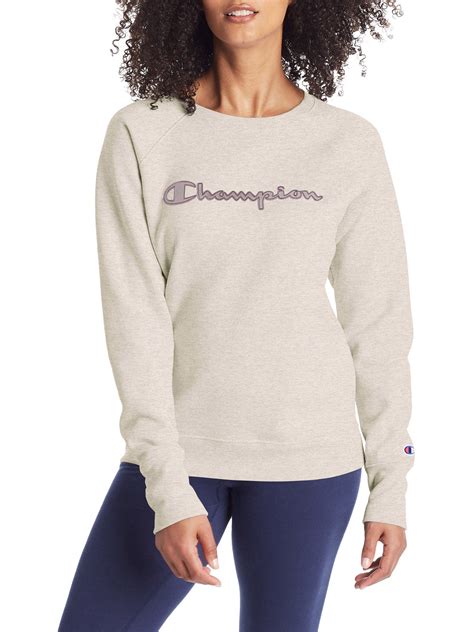 Champion Women's Powerblend Boyfriend Applique Crewneck Sweatshirt ...