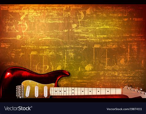 Abstract grunge background with electric guitar Vector Image