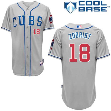 Men's Majestic Chicago Cubs #18 Ben Zobrist Authentic Grey Alternate ...