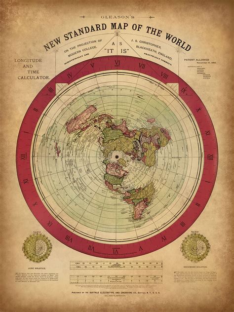 Old Flat Earth World Map, 1892, by Alexander Gleason - Rare Patented P – The Unique Maps Co.