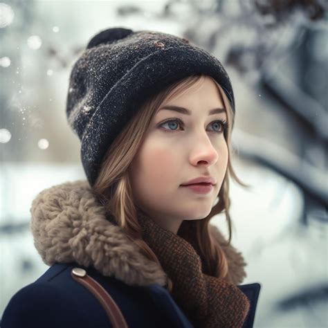 Premium Photo | Digital painting beautiful young woman enjoying in the snow people portraits