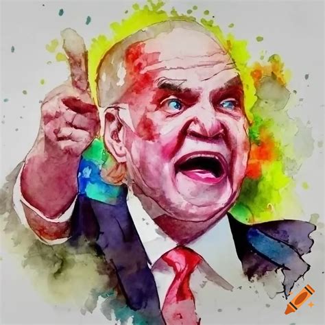 Watercolor sketch of a funny politician