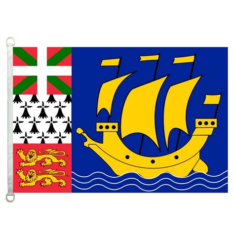 St Pierre and Miquelon national flag,90*150CM size, 120g/m2 knitted polyester fabric,with two D ...