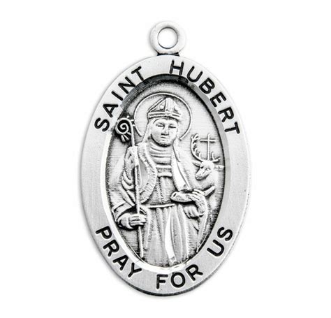 Patron Saint Hubert Oval Sterling Silver Medal - Buy Religious Catholic Store