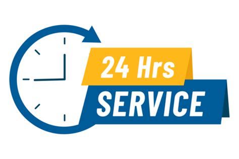 24 Hours Service Sign Design With Blue Round Arrow And Clock, 24 Hours Service, 24 Hours, Open ...