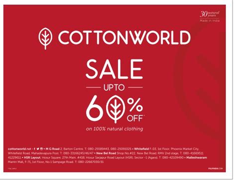 Cotton World Sale Upto 50% Ad - Advert Gallery