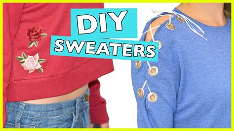 DIY Crop Trop Sweater Design + DIY Lace Up Sweater - YouTube