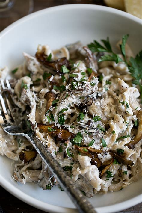 Maitake Mushroom Alfredo Pasta — Cooking with Cocktail Rings