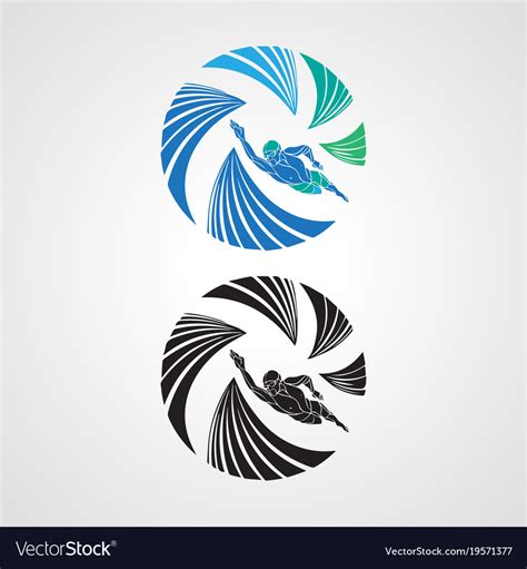 Logo swimmer icon element template round Vector Image