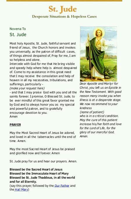 Novena to St. Jude | Catholic prayer for healing, St jude prayer ...