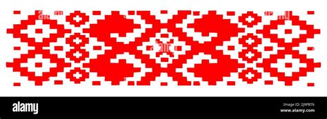 Red stylized folk Slavic patterns. Belarusian flag pattern. Seamless ...