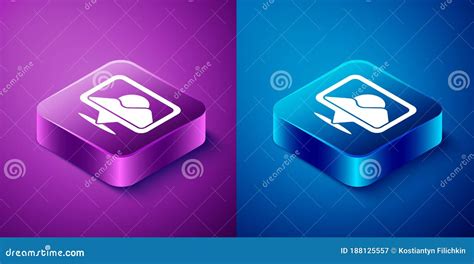 Isometric Map Pin Icon Isolated on Blue and Purple Background. Navigation, Pointer, Location ...