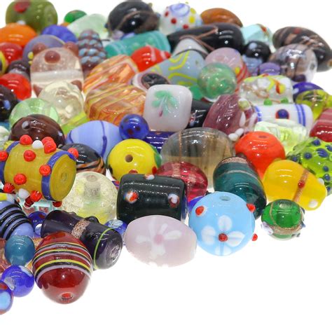 Glass Beads for Jewelry Making for Adults 60-80 Pieces Lampwork Murano ...