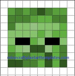 Minecraft Pixel Art Templates: Zombie