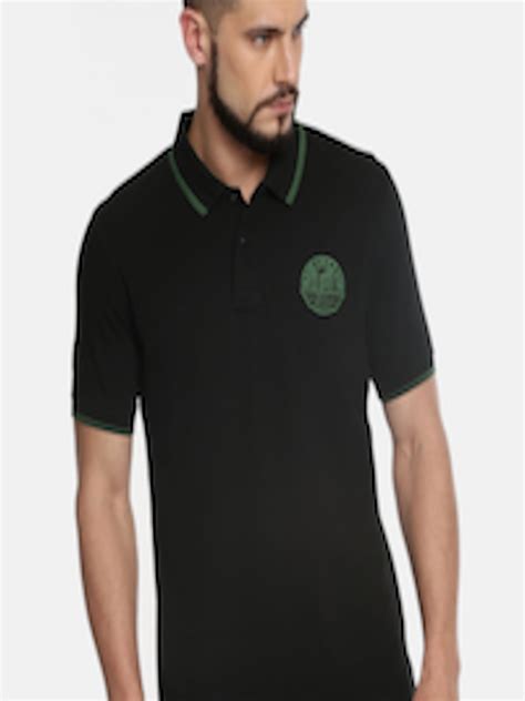 Buy Royal Enfield Men Black Solid Polo Collar Pure Cotton T Shirt ...