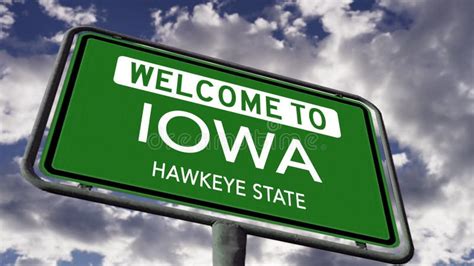 Welcome To Iowa, USA Road Sign, Hawkeye State Nickname, Realistic 3d ...