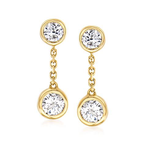 .40 ct. t.w. Bezel-Set Diamond Drop Earrings in 14kt Yellow Gold | Ross-Simons